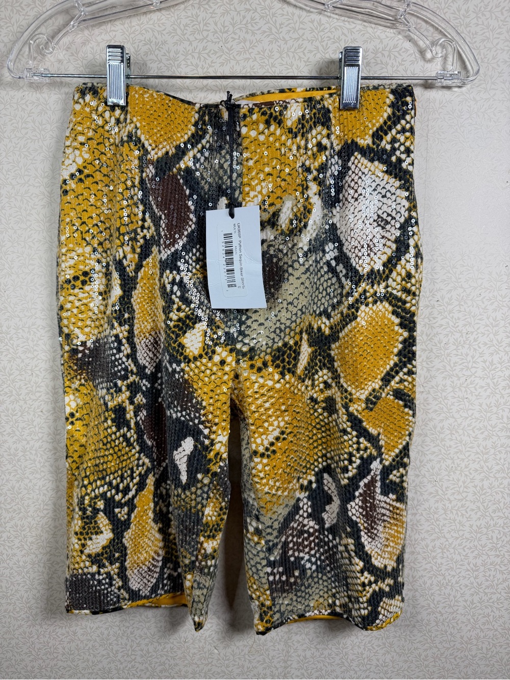 NWT GREY LAB Yellow Snake-Print High Waist Women's Shorts